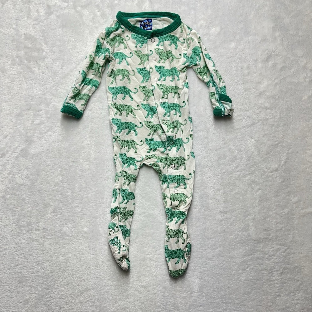 Kickee Pants Bamboo Footed Sleeper Baby 0-3M‎ cheetah Animals